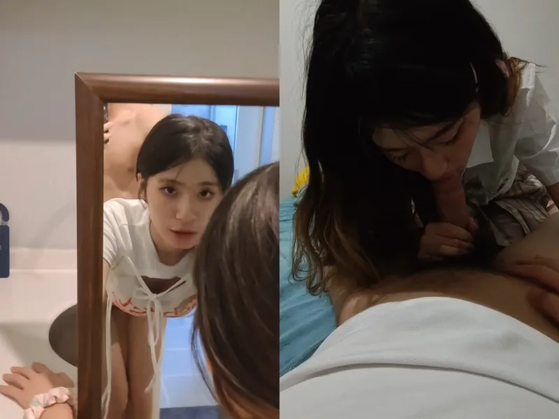 Thiên thần doggy trước kính siêu sướng